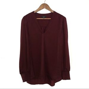 Alfani V-neck Long Sleeve Pullover Plum Blouse XL